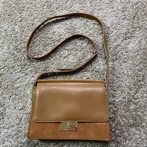 Vince Camuto Camel Brown Leather Abril Crossbody Purse